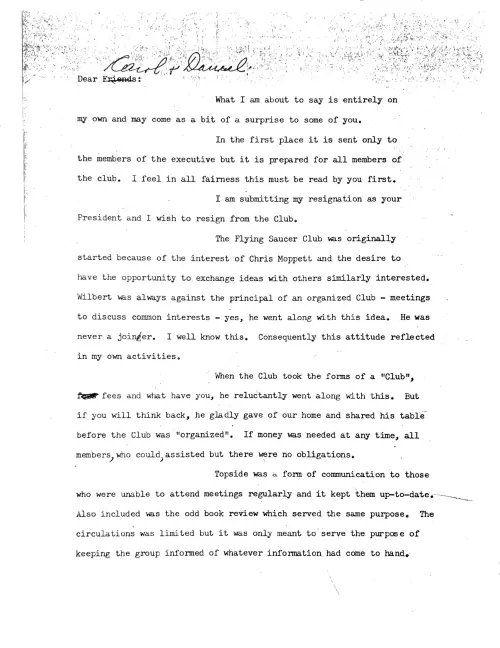 First page of Canada Ottawa Flying Saucer Club 1