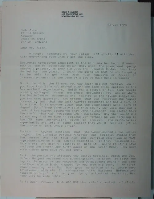 First page of Wilbert Smith Archives Files Box 1131 03 1131-03-p164