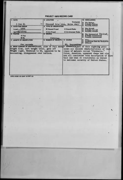 First page of 1961.02 - 8632417 - Presque Isle Area, Maine