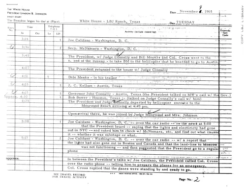 First page of Johnson NYC Blackout