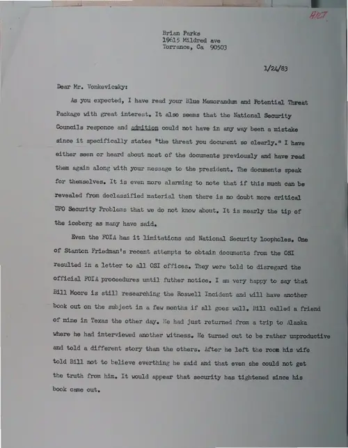 First page of Wilbert Smith Archives Files Box 1130 21 1130-21-p255