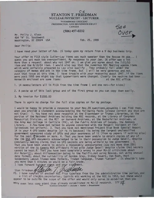 First page of Wilbert Smith Archives Files Box 1131 03 1131-03-p127