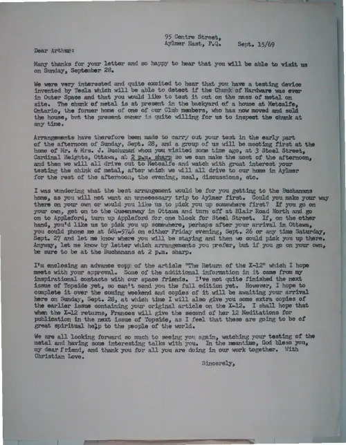 First page of Wilbert Smith Archives Files Box 1131 19 1131-19-p170