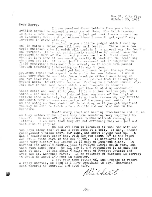 First page of Wilbert Smith Correspondence 13