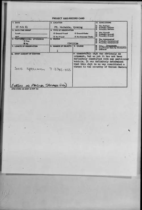 First page of 1961.02 - 8638804 - FT. Washakie, Wyoming