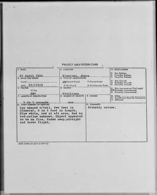 First page of 1955.04 - 6958658 - Kisarazu, Japan