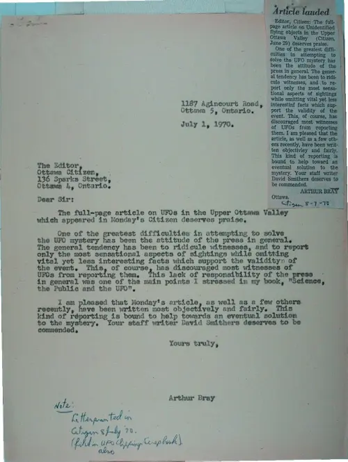 First page of Wilbert Smith Archives Files Box 1131 07 1131-07-p035