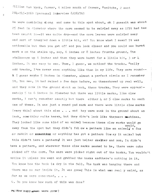 First page of Van Wyck Corn Circle