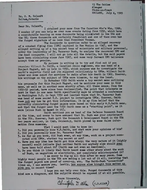 First page of Wilbert Smith Archives Files Box 1131 10 1131-10-p010