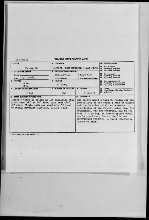 First page of 1960.08 - 7822056 - Western Mediterranean 4111N 0600E