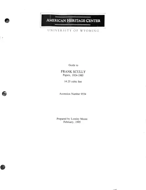 First page of Frank Scully Archives inventory