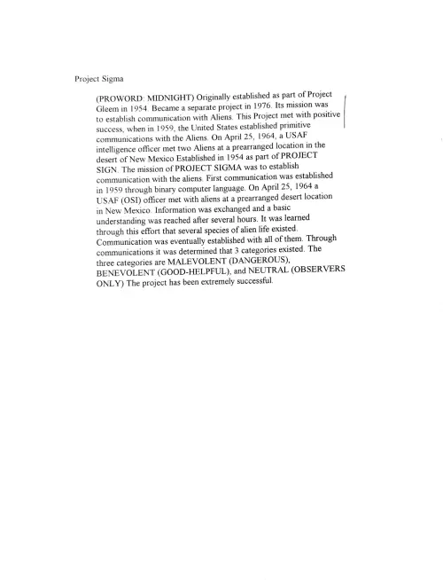 First page of Project Sigma