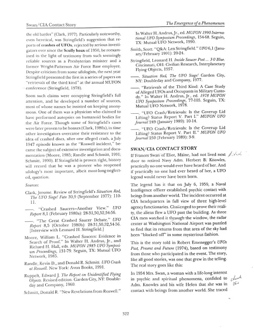 First page of Swan CIA contact Story