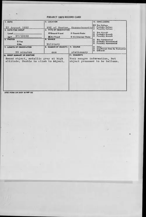 First page of 1957.08 - 6969336 - NNE of Boston, Massachusetts