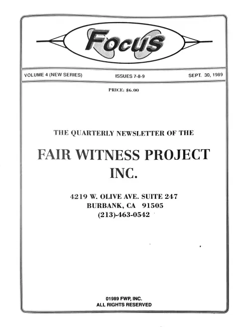 First page of Bill Moore Focus September 1989