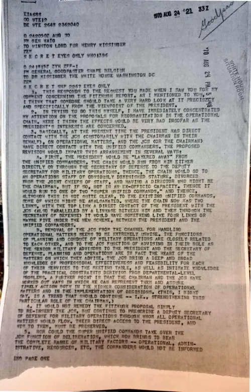 First page of Nixon eyes only