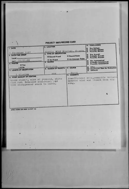 First page of 1957.11 - 7231643 - Gimili RCAF Station, Canada