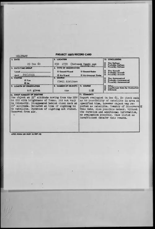 First page of 1960.12 - 8612730 - 23S 173 E (Between Nandi and Australia)