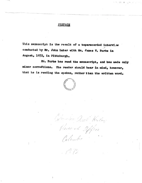 First page of Eisenhower Oral Histoies James Burke