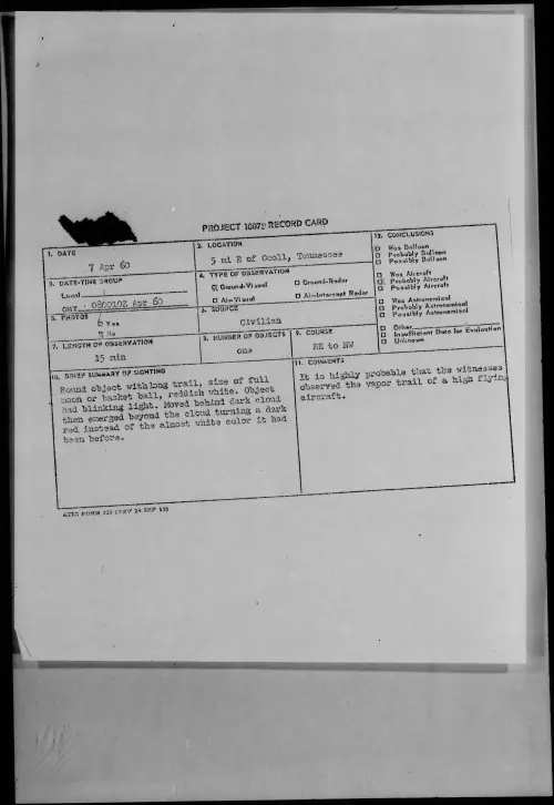First page of 1960.04 - 7811649 - 5 Mi E Of Ocoll, Tennessee