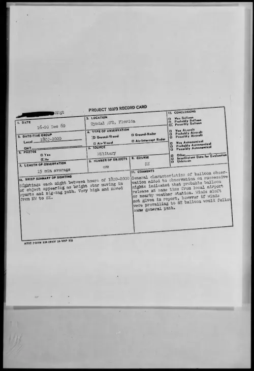 First page of 1960.12 - 8610063 - Tyndal AFB, Florida