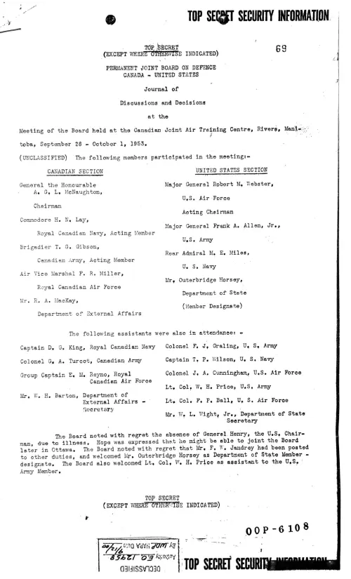 First page of Canada Top Secret Unidentified Document