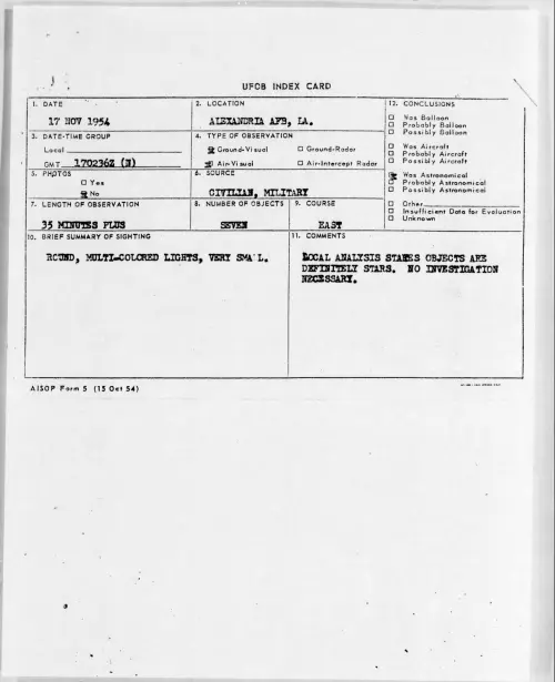 First page of 1954.11 - 6959939 - ALEXANDRIA AFB, LA