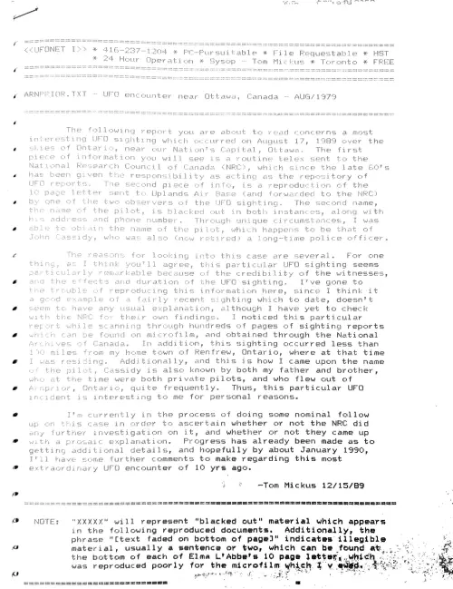 First page of UFONET 1