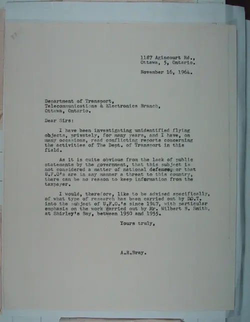 First page of Wilbert Smith Archives Files Box 1131 10 1131-10-p046