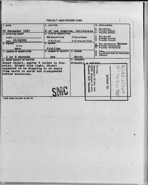 First page of 1957.12 - 6969718 - E of Los Angeles, California