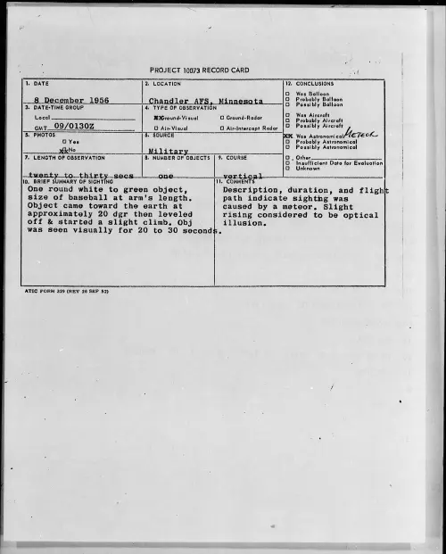 First page of 1956.12 - 6785944 - Chandler AFS, Minnesota
