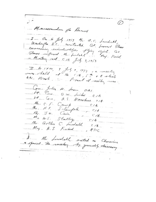 First page of Eisenhower CIA Alin ChNnel with AFFA