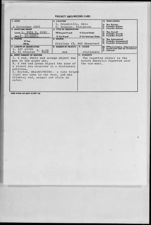 First page of 1957.09 - 7228387 - Brookville, Ohio