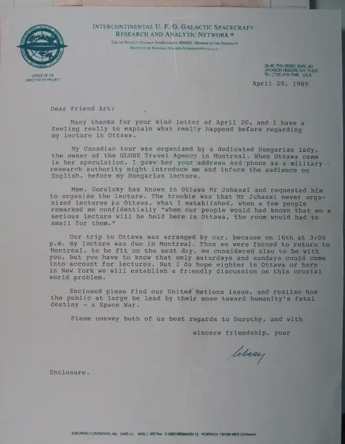 First page of Wilbert Smith Archives Files Box 1130 21 1130-21-p154