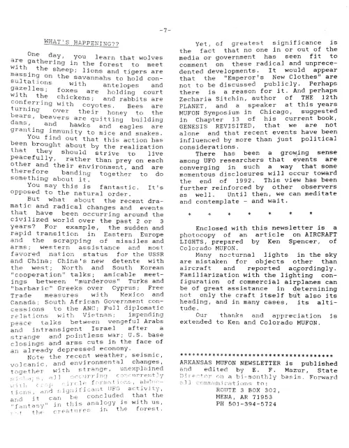 First page of Arkansas MUFON newsletter
