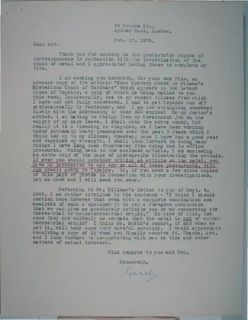 First page of Wilbert Smith Archives Files Box 1131 19 1131-19-p140