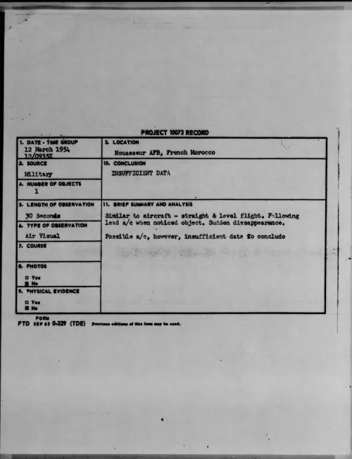 First page of 1954.03 - 6780912 - Nouasseur AFB, French Morocco
