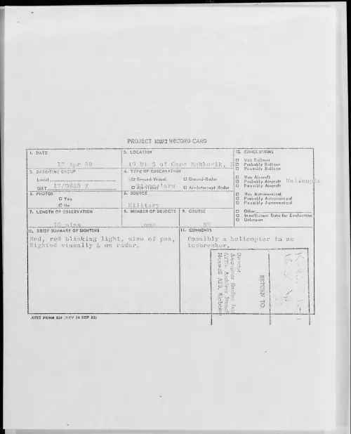 First page of 1958.04 - 6967959 - 10 Mi S Of Cape Makkovik, NY