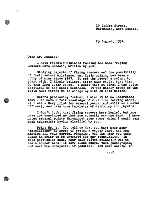 First page of Arthur Bray Adamski