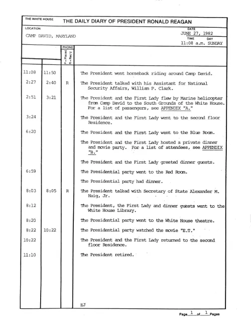 First page of Ronald Reagan Steven Spielberg