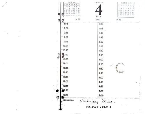 First page of Truman Roswell Schedule