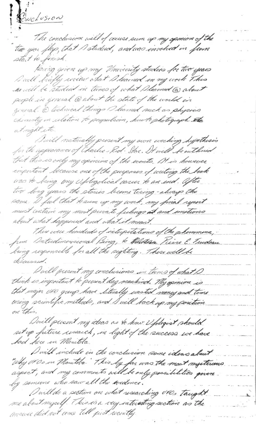 First page of Charlie Conclusion and Cay e Notes 1
