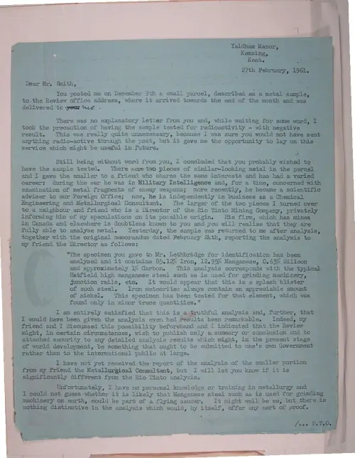 First page of Wilbert Smith Archives Files Box 1131 19 1131-19-p250