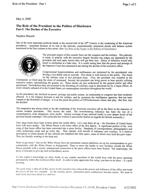 First page of Presidents Articles