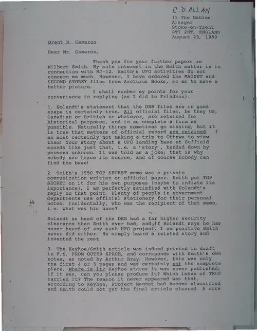 First page of Wilbert Smith Archives Files Box 1131 10 1131-10-p007