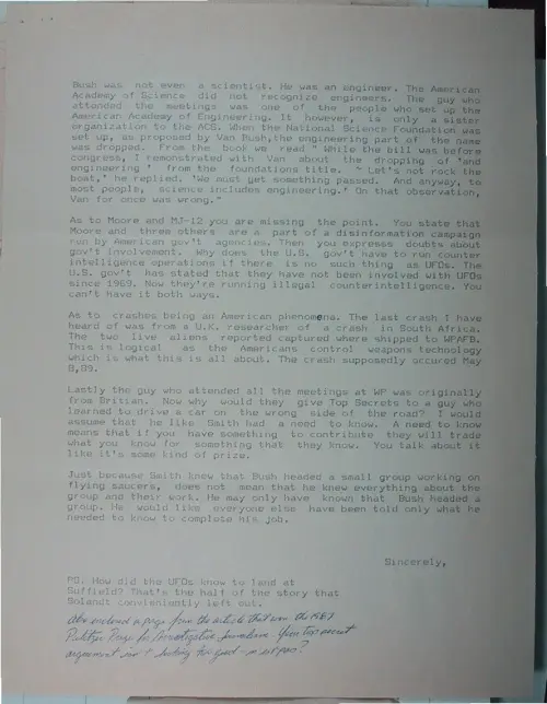 First page of Wilbert Smith Archives Files Box 1131 03 1131-03-p165