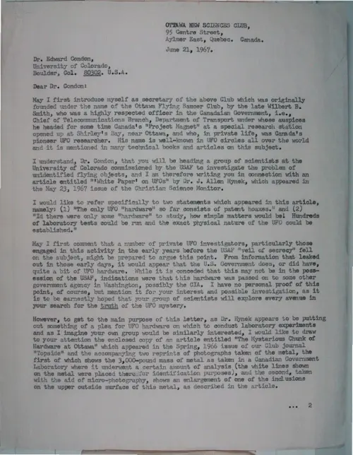 First page of Wilbert Smith Archives Files Box 1131 19 1131-19-p210