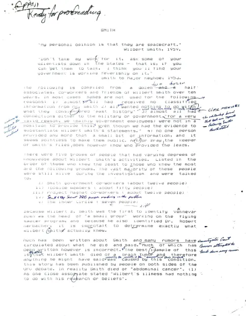 First page of Wilbert Smith draft article
