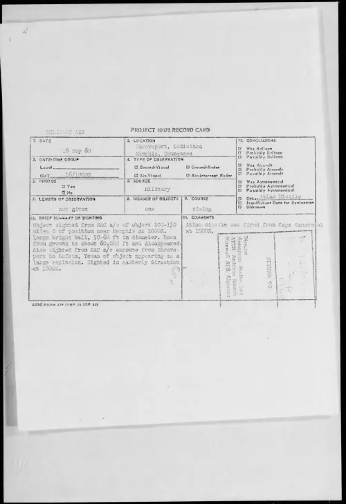 First page of 1960.09 - 8229154 - Shreveport, Louisiana