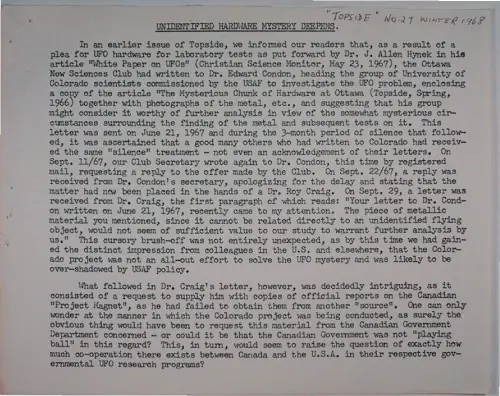 First page of Wilbert Smith Archives Files Box 1131 19 1131-19-p184